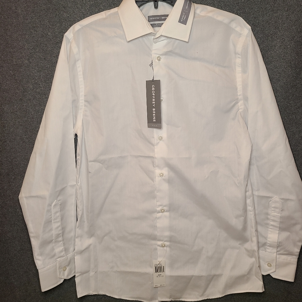 Geoffrey Beene Formal White Dress Shirt Slimfit